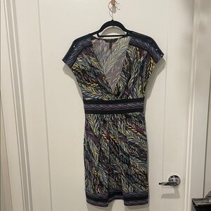 BCBGMaxAzria Leaf Pattern Mini Dress - Black, Blue, Yellow, Purple